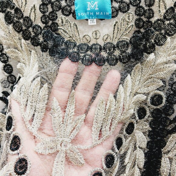 Cami Tank Top Size 2XL Gold Black Metallic Goth Lace Flappercore Fairy Mob Wife - Picture 2 of 12